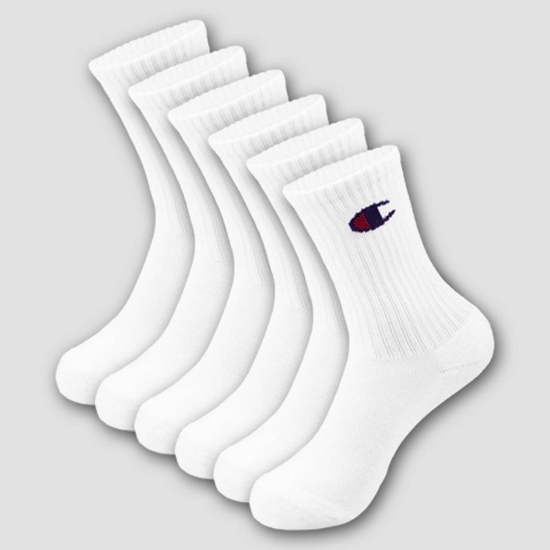 Champion Girls' 6pk Crew Socks - White