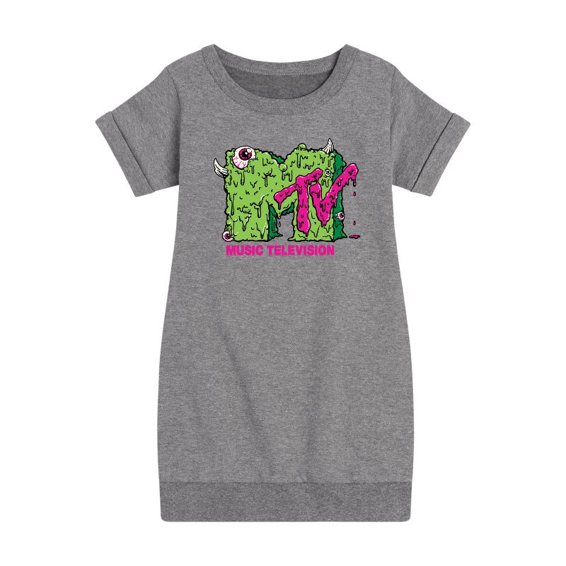 Girls' - MTV - Slime Logo Graphic Short Sleeve Fleece Dress