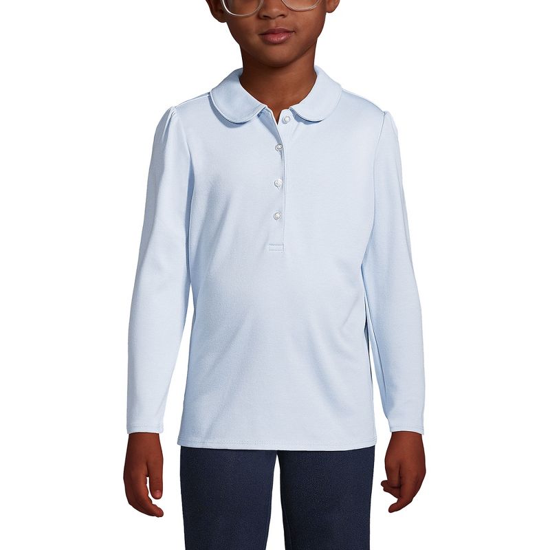 Lands' End Kids Long Sleeve Peter Pan Collar Polo Shirt