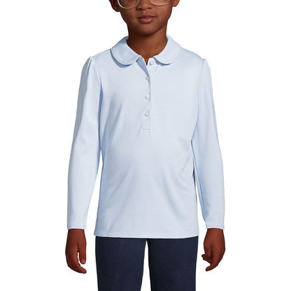 Lands' End Kids Long Sleeve Peter Pan Collar Polo Shirt