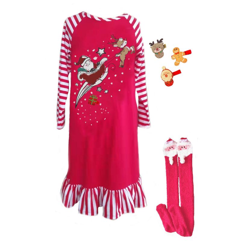 Mi Amore Gigi Interchangeable Accessory 3D Holiday Graphic Nightgown and Sock Set