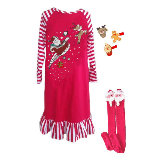 Mi Amore Gigi Interchangeable Accessory 3D Holiday Graphic Nightgown and Sock Set