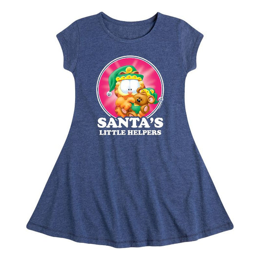 Girls' - Garfield - Santas Little Helpers Fit & Flair Cap Sleeve Dress