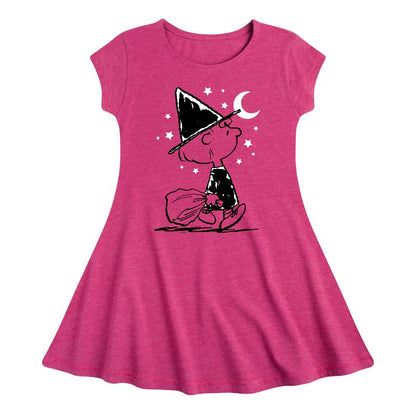 Girls' - Peanuts - Sally Witch Fit & Flair Cap Sleeve Dress