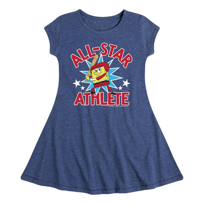 Girls' - SpongeBob SquarePants - American All Star Fit & Flair Cap Sleeve Dress