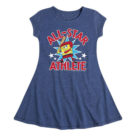 Girls' - SpongeBob SquarePants - American All Star Fit & Flair Cap Sleeve Dress