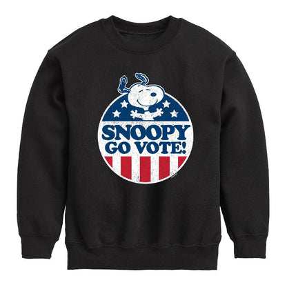 Boys' - Peanuts - Snoopy Go Vote Graphic Long Sleeve Fleece Sweatshirt