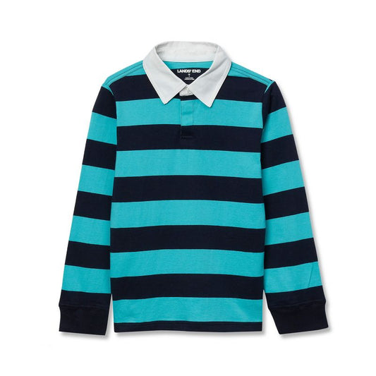 قميص الرجبي Lands' End Kids Husky بأكمام طويلة وياقة
