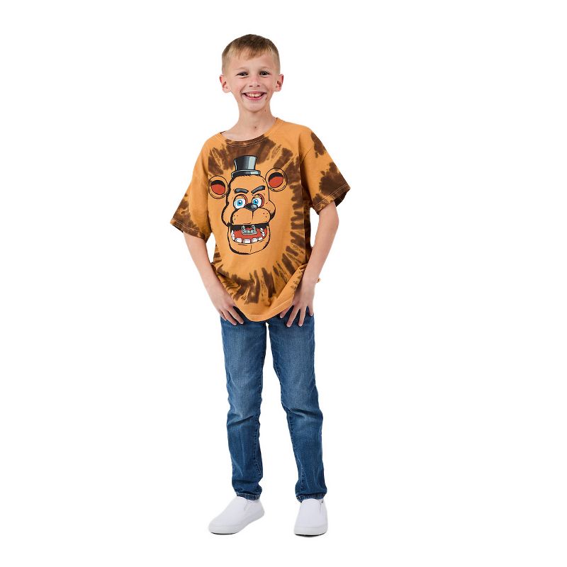 Five Nights at Freddy's Freddy Fazbear Character Tie Dye Youth Boy's Short Sleeve Tee