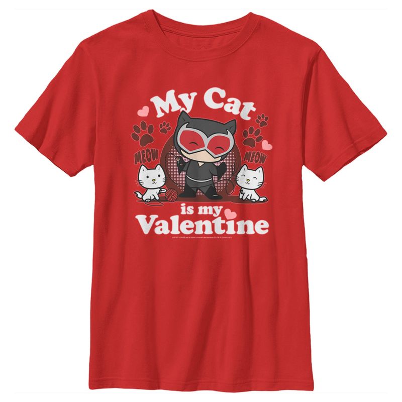 Boy's Batman Catwoman My Cat is My Valentine T-Shirt
