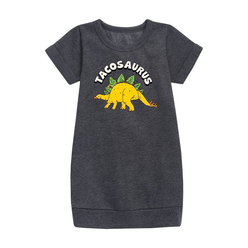 Girls' - Instant Message - Tacosaurus Graphic Short Sleeve Fleece Dress