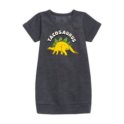 Girls' - Instant Message - Tacosaurus Graphic Short Sleeve Fleece Dress