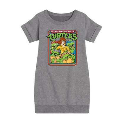 Girls' - Teenage Mutant Ninja Turtles - Retro Group April Graphic Short Sleeve Fleece Dress