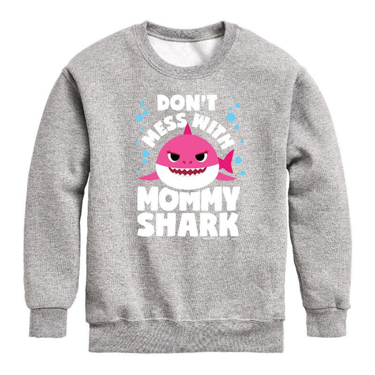 Boys' - Baby Shark - Don't Mess With Mama Shark Graphic Long Sleeve Fleece Sweatshirt