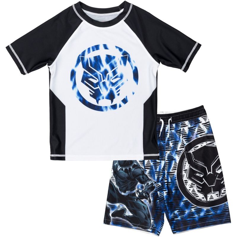 Marvel UPF 50+ Raglan Rash Guard and Swim Trunks Outfit Set