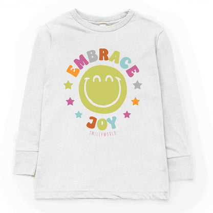 تي شيرت بأكمام طويلة من مجموعة Embrace Joy Youth من متجر Juniper Shop SmileyWorld