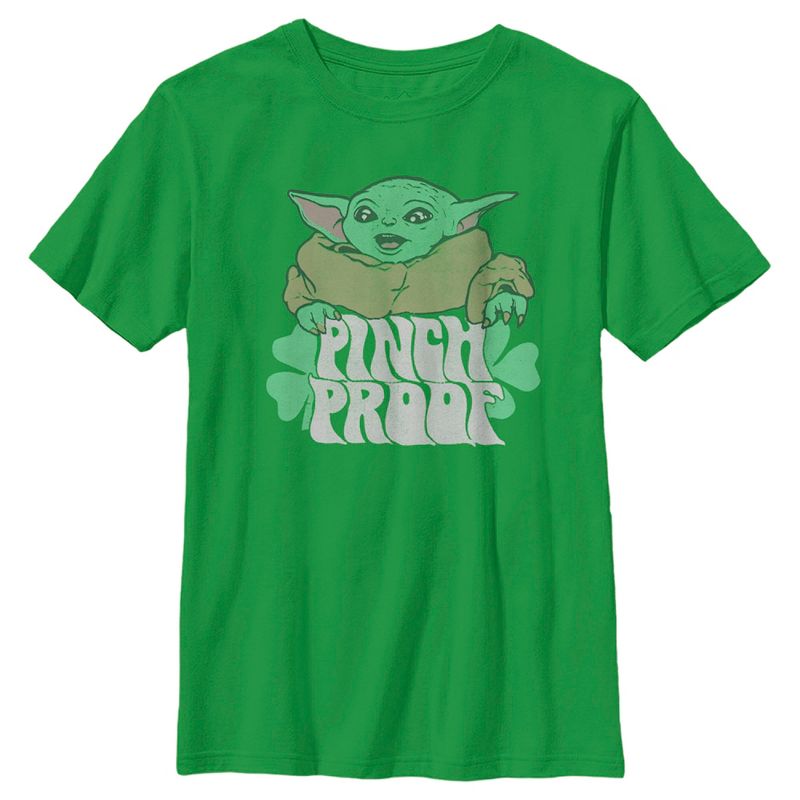 Boy's Star Wars The Mandalorian Grogu St. Patrick's Day Pinch Proof T-Shirt