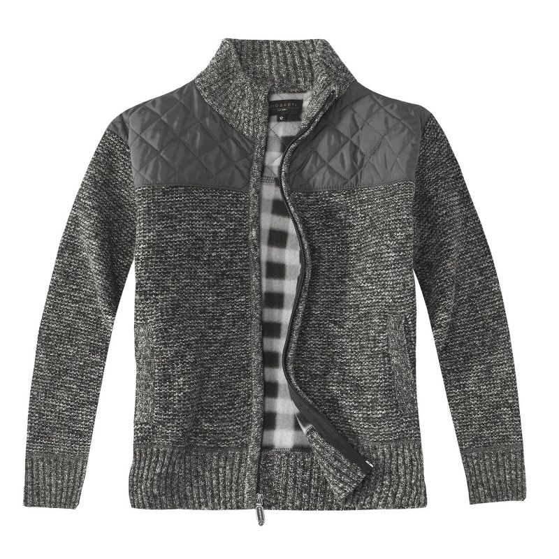 Gioberti Boy's Knitted Full Zip Cardigan Sweater With Soft Brushed Flannel Lining