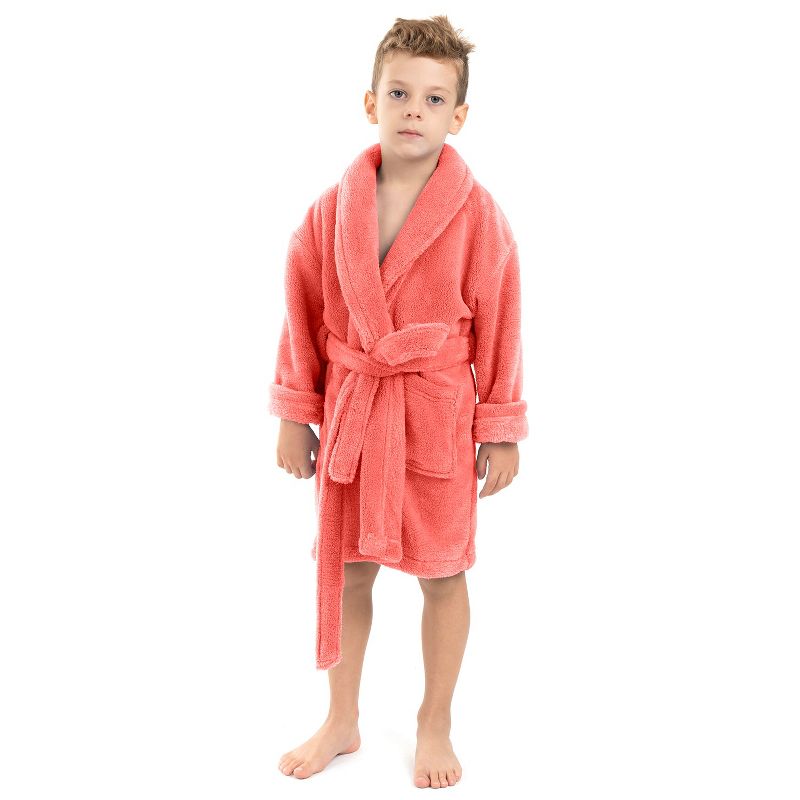 BC BARE COTTON Boys Shawl Robe Microfiber Plush Fleece Bathrobe