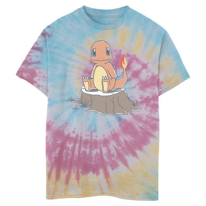 تي شيرت بوكيمون تشارمندر للأولاد على جذع شجرة