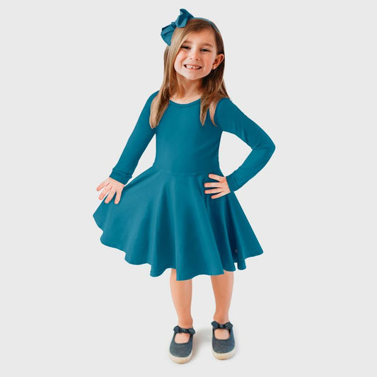 City Threads Girls Soft Jersey 100% Cotton Long Sleeve Skater Dress - USA-Made Twirly Dress for Toddlers/Kids (Part 2)