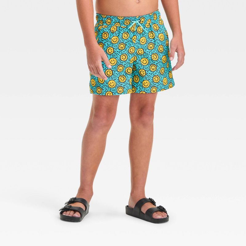 Boys' Smiley Face Swim Shorts - art class™ Blue