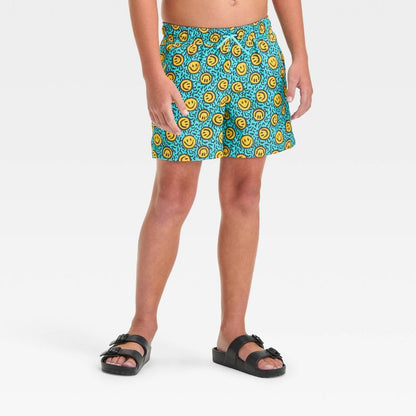 Boys' Smiley Face Swim Shorts - art class™ Blue