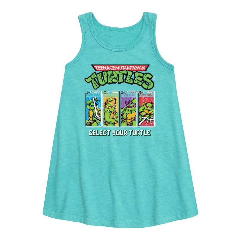 Girls' - Teenage Mutant Ninja Turtles - Select Your Turtle Video Game Graphic Sleeveless Aline Dress