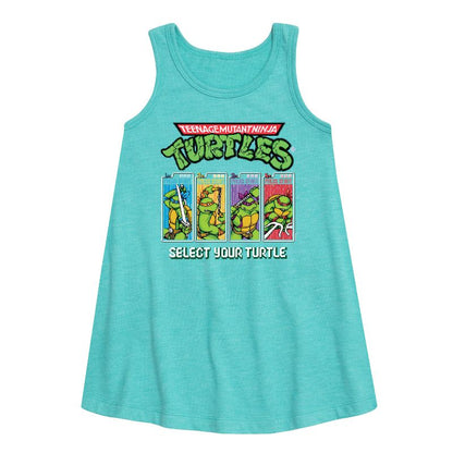 Girls' - Teenage Mutant Ninja Turtles - Select Your Turtle Video Game Graphic Sleeveless Aline Dress