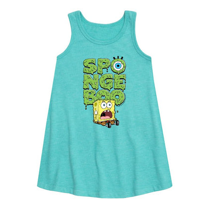 فستان سكاردي بانتس الجرافيكي بدون أكمام للفتيات - سبونج بوب سكوير بانتس