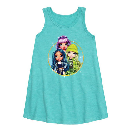Girls' - Rainbow High - Violet Skyler Jade Graphic Sleeveless Aline Dress