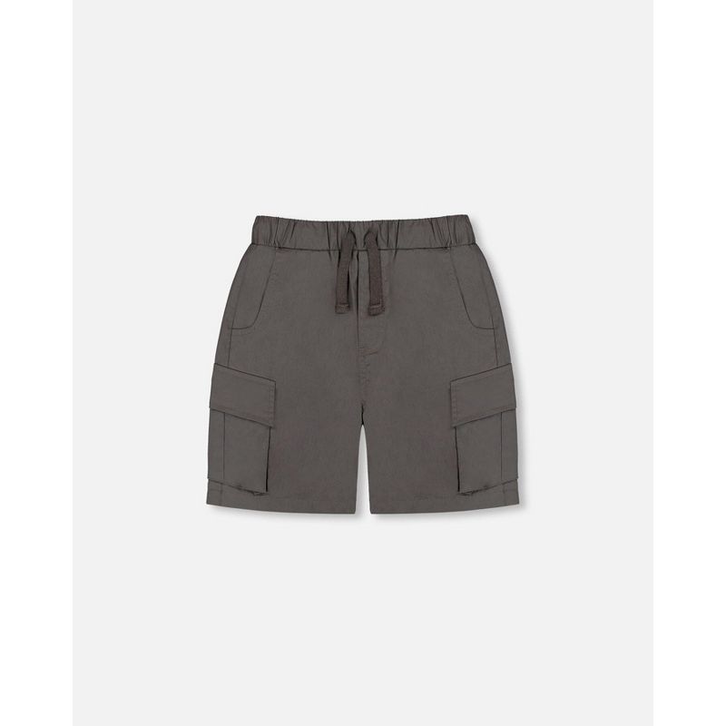 Deux par Deux Boy Parachute Cargo Pocket Shorts رمادي غامق