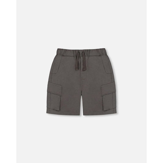 Deux par Deux Boy Parachute Cargo Pocket Shorts رمادي غامق