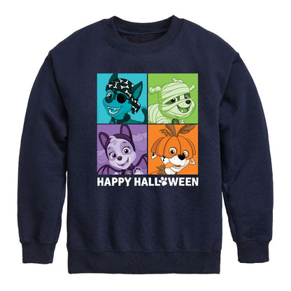 Boys' - Paw Patrol - Happy Halloween Character Grid Graphic Long Sleeve Fleece Sweatshirt