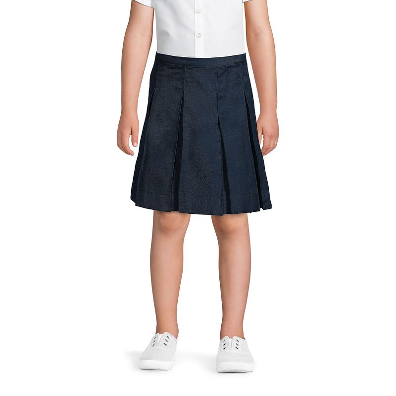 Lands' End Lands' End School Uniform Kids Solid Box Pleat Skirt Top of Knee