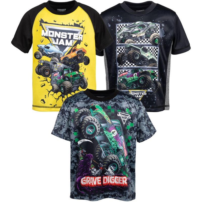 Monster Jam Grave Digger El Toro Loco Megalodon Truck 3 Pack T-Shirts
