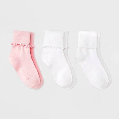 Girls' 3pk Bobby Socks - Cat & Jack™ White/Navy/Black