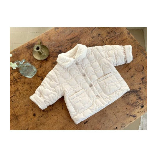 MyKids-Usa Baby Solid Color Or Plaid Pattern Cartoon Bear Decoration Quilted Warm Coat