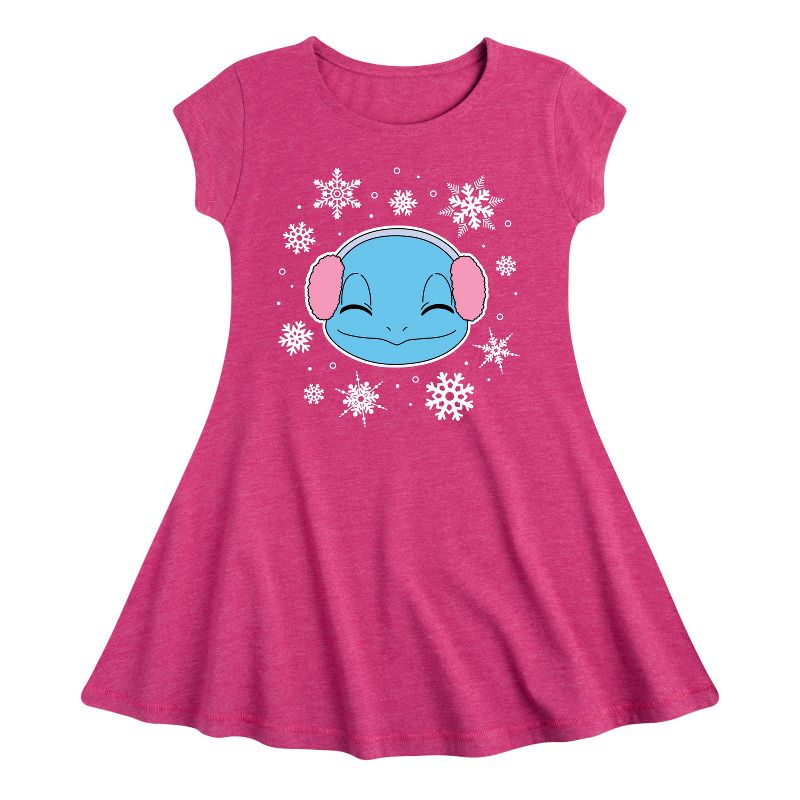 Girls' - Pokémon - Squirtle And Snowflakes Fit & Flair Cap Sleeve Dress