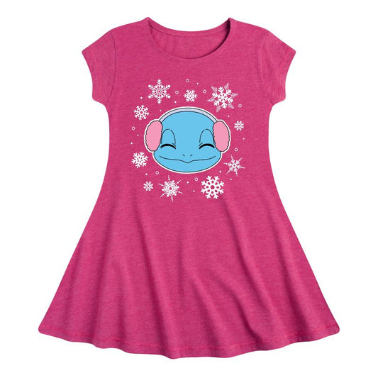 Girls' - Pokémon - Squirtle And Snowflakes Fit & Flair Cap Sleeve Dress