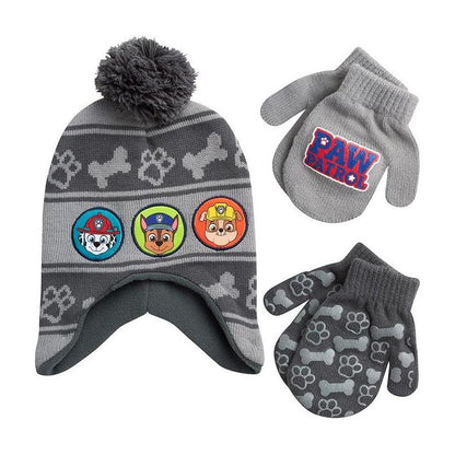 Paw Patrol Winter Hat and 2 Pair Gloves or Mittens Set, Boys Ages 2-7