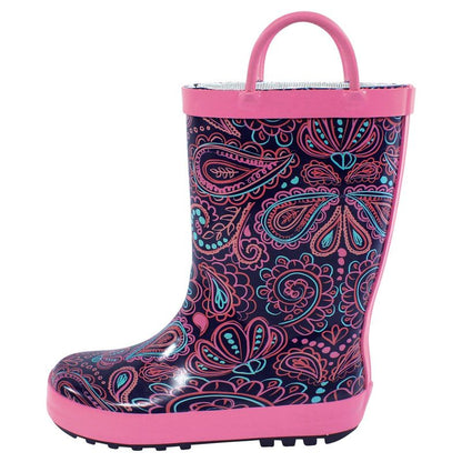 Hudson Baby Infant Girl Rain Boots, Paisley Punch