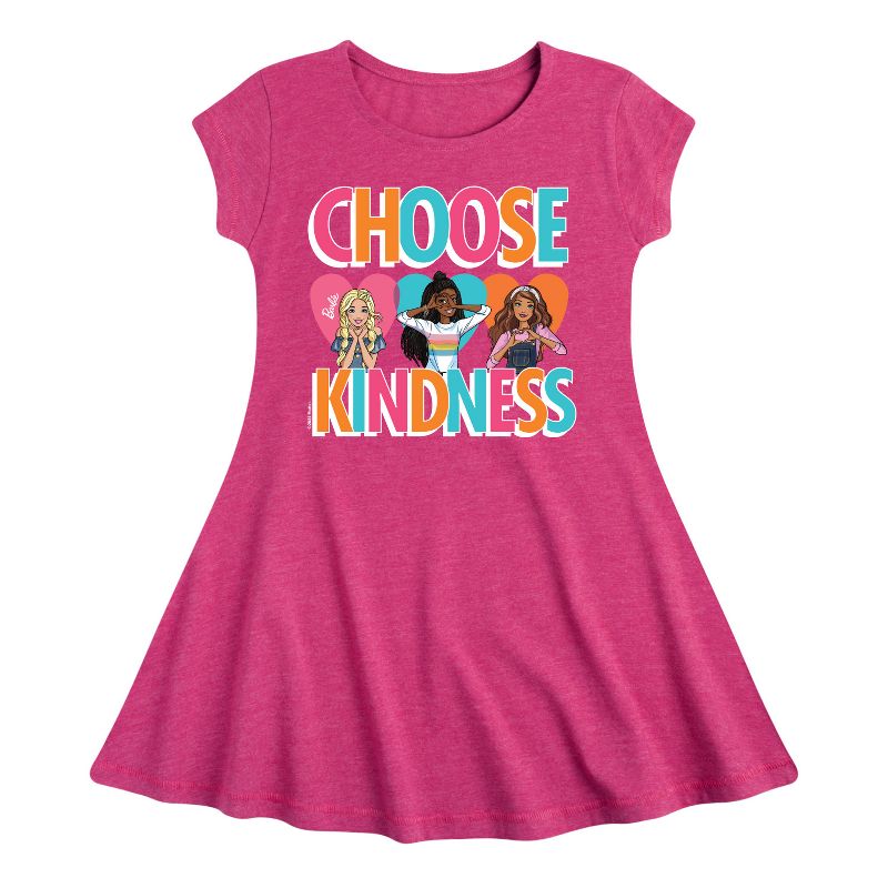 فستان باربي متعدد الألوان بأكمام قصيرة من اختيار Kindness Fit &amp; Flair للبنات