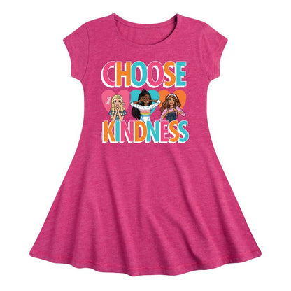 فستان باربي متعدد الألوان بأكمام قصيرة من اختيار Kindness Fit &amp; Flair للبنات