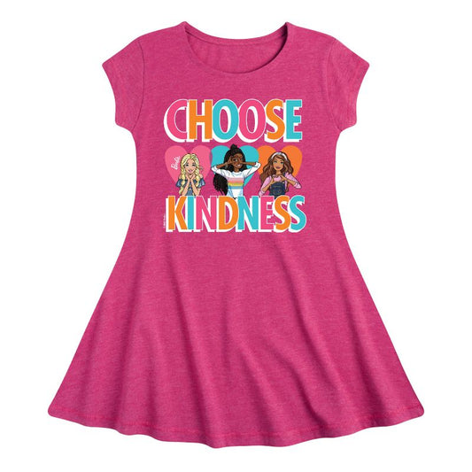 فستان باربي متعدد الألوان بأكمام قصيرة من اختيار Kindness Fit &amp; Flair للبنات