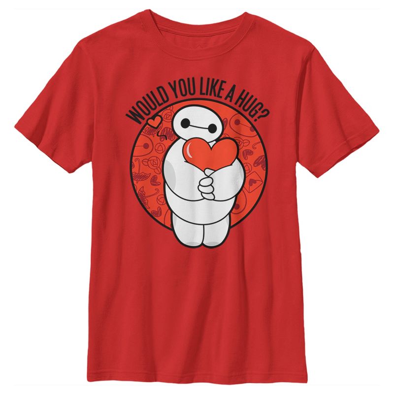 Boy's Big Hero 6 Valentine's Baymax Likes Hugs T-Shirt