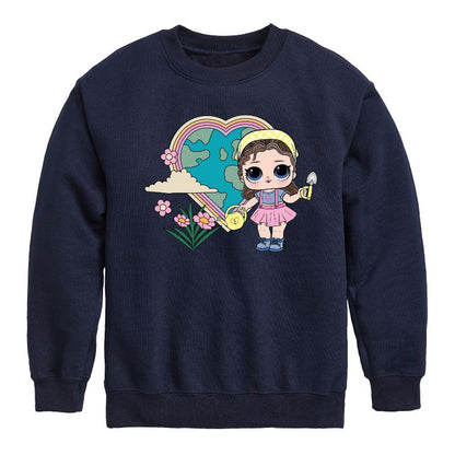 Boys' - LOL Surprise! - Grow Gurrl Heart Earth Graphic Long Sleeve Fleece Sweatshirt