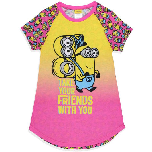 Girls' Despicable Me Minions Take Your Friends With You Nightgown Pajama Multicolored