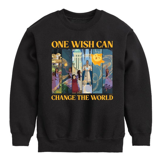 Boys' - Disney - One Wish Can Change The World Graphic Long Sleeve Fleece Sweatshirt