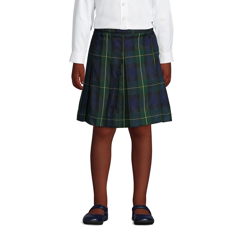 Lands' End School Uniform Kids Plaid Box Pleat Skirt Top of the Knee